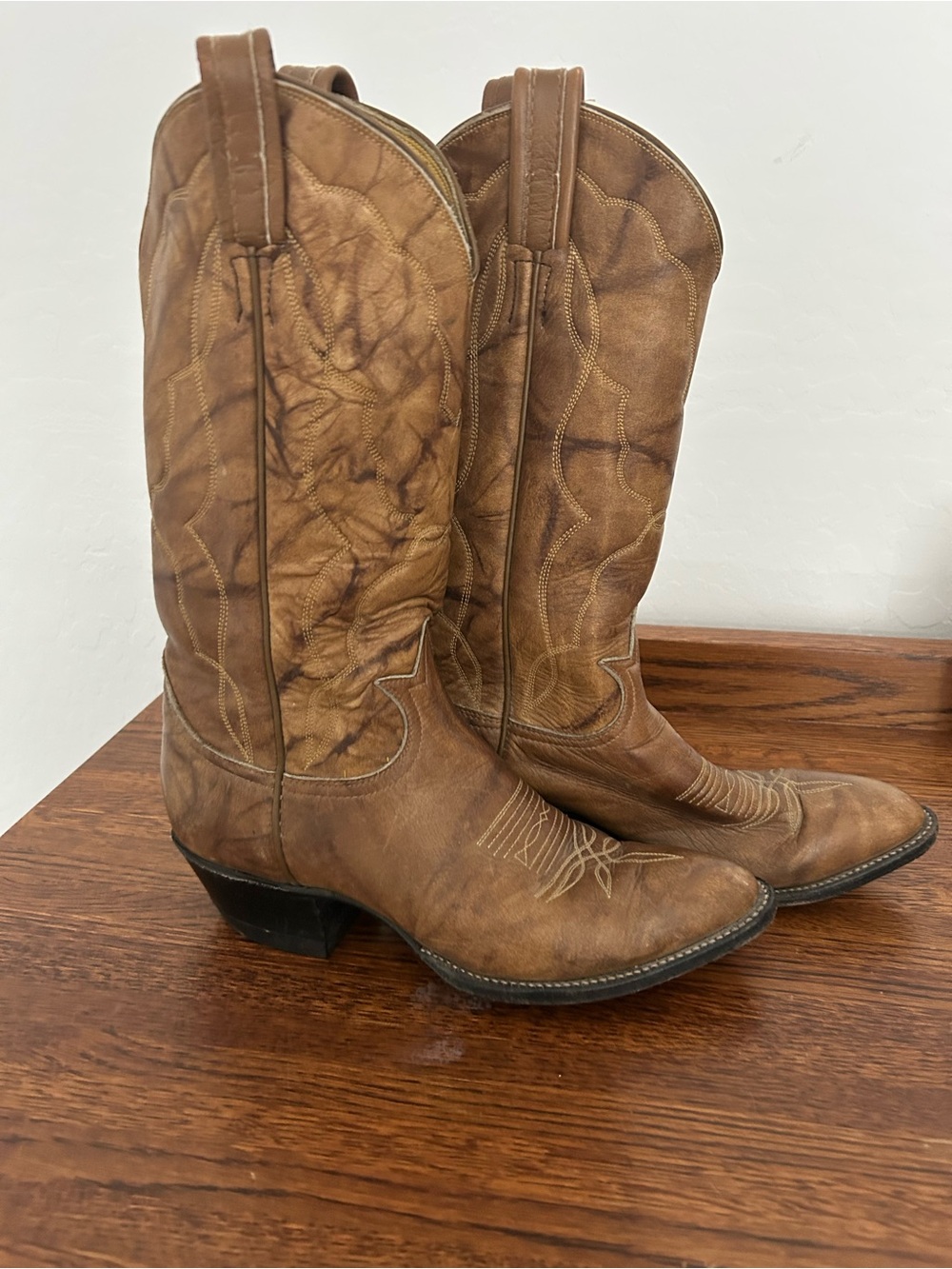 Tony Lama Brown Leather Western Heeled Boots